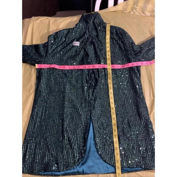 Show Me Your Mumu Dance Blazer Emerald Green Sequins Cardigan M NWT - Picture 6 of 6